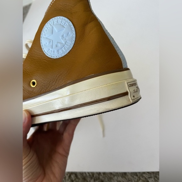 Converse Chuck Taylor 70 High Tops Brown Leather Blue Leaf Pattern Men’s Size 9 - Picture 13 of 16